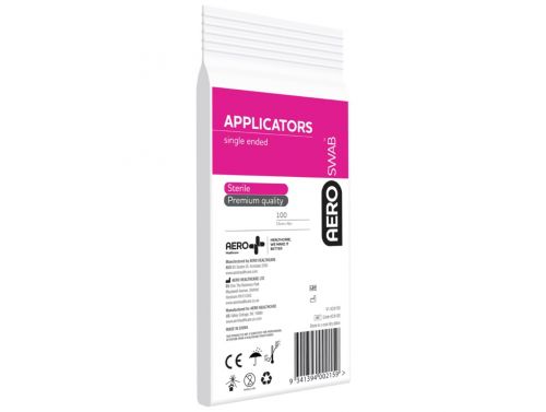 AEROSWAB 15CM COTTON TIPPED SINGLE ENDED APPLICATORS / STERILE / BOX OF 100