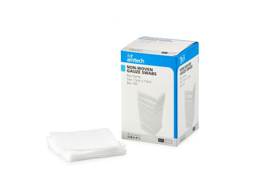 AMTECH NON WOVEN GAUZE SWABS / 4PLY NON STERILE / PACK OF 100