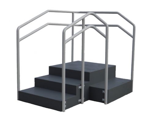 FORTRESS CORNER STAIRS / ANGLED 90° / DUAL HEIGHT HAND RAIL