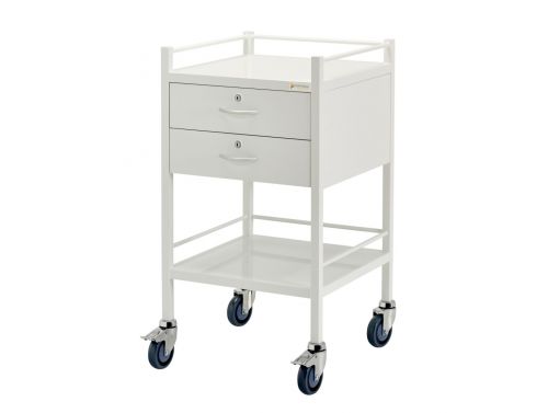 FORTRESS POWDER COATED SERIES INSTRUMENT TROLLEY / 2 DRAWER / 490X490X900MM