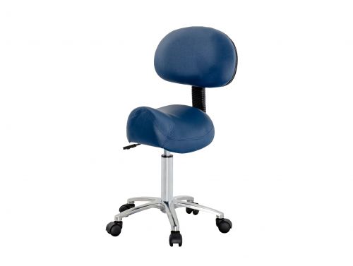 FORTRESS SADDLE STOOL WITH BACKREST / NAVY