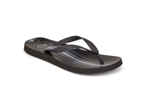 VIONIC MANLY PRINT TOE POST SANDAL - BLACK STRIPE