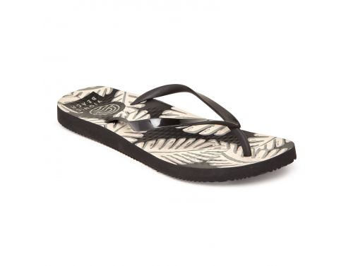 VIONIC WOMENS NOOSA PRINT TOE POST SANDAL - PALM BLACK