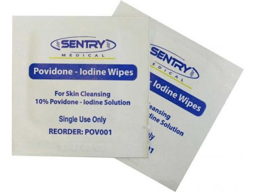 SENTRY POVIDONE IODINE ANTISEPTIC WIPES /  NON-STERILE / 3CM X 3CM / BOX OF 200