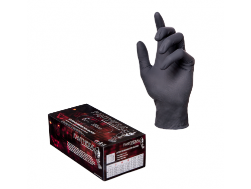 PANTHERA BLACK LATEX EXAMINATION GLOVES / LARGE / BOX OF 100