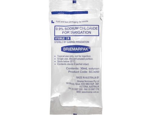 SODIUM CHLORIDE FOR IRRIGATION 0.9% / 30ML SACHET / BOX OF 75