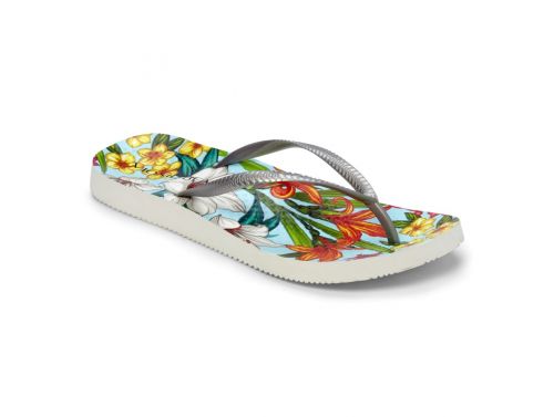 VIONIC NOOSA BEACH TOE POST SANDAL - LIGHT BLUE FLORAL SILVER
