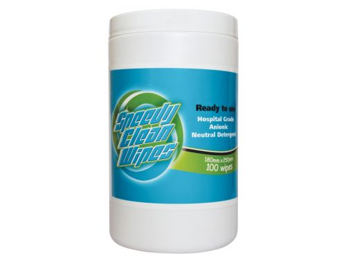 WHITELEY SPEEDY CLEAN DETERGENT WIPES / 18CM X 25CM / CANISTER OF 100
