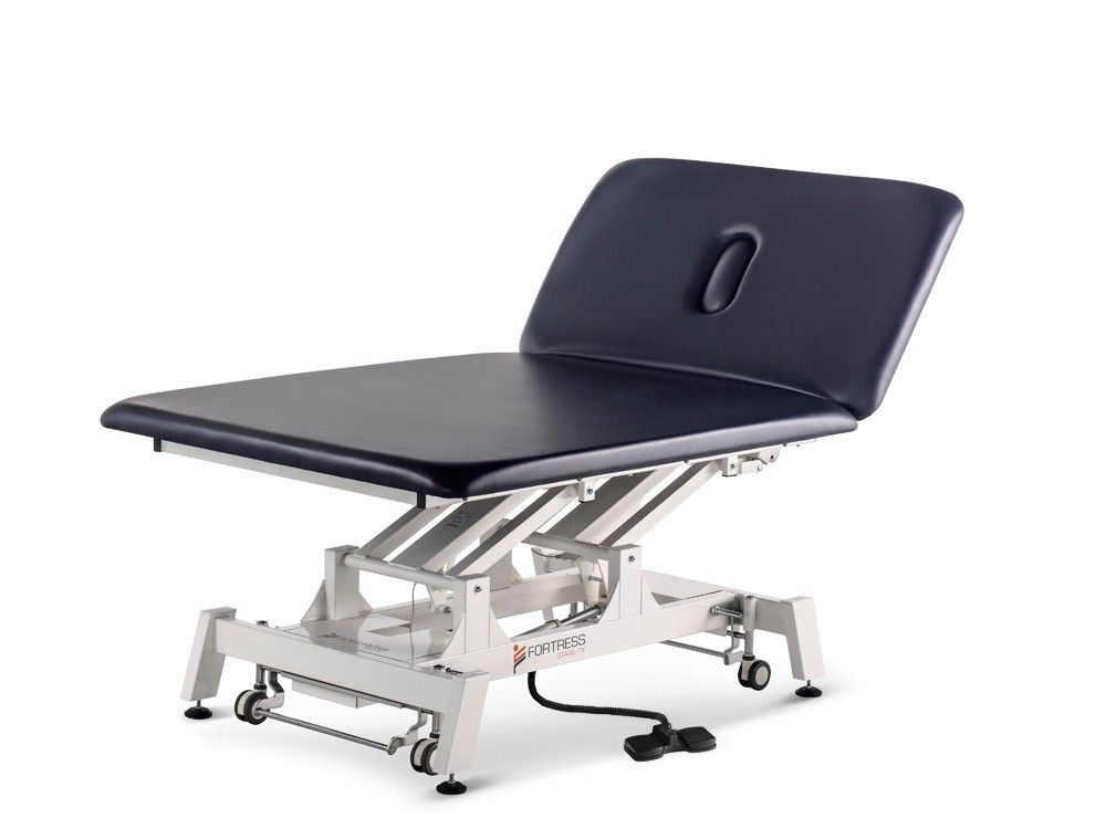 FORTRESS STABILITY BOBATH NEUROLOGICAL 2-SECTION TREATMENT TABLE 1.2M / WHITE FRAME / NAVY UPHOLSTERY photo