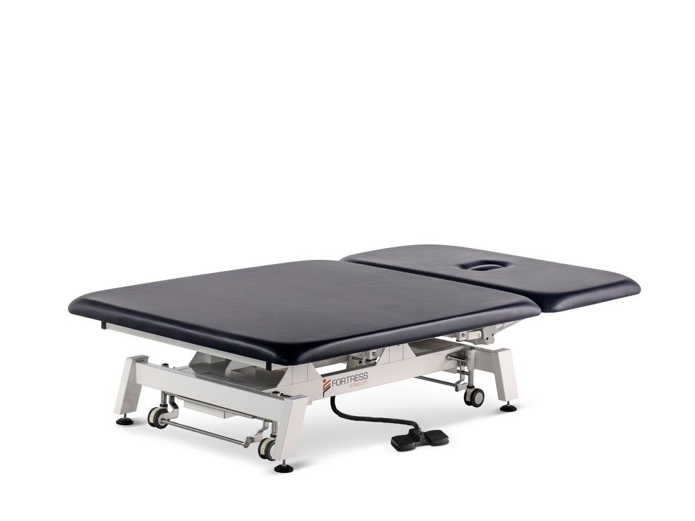 FORTRESS STABILITY BOBATH NEUROLOGICAL 2-SECTION TREATMENT TABLE 1.2M / WHITE FRAME / NAVY UPHOLSTERY photo