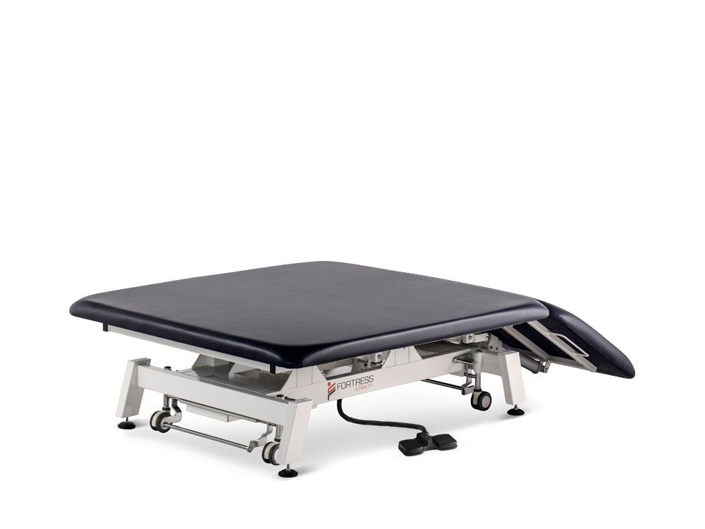 FORTRESS STABILITY BOBATH NEUROLOGICAL 2-SECTION TREATMENT TABLE 1.2M / WHITE FRAME / NAVY UPHOLSTERY photo