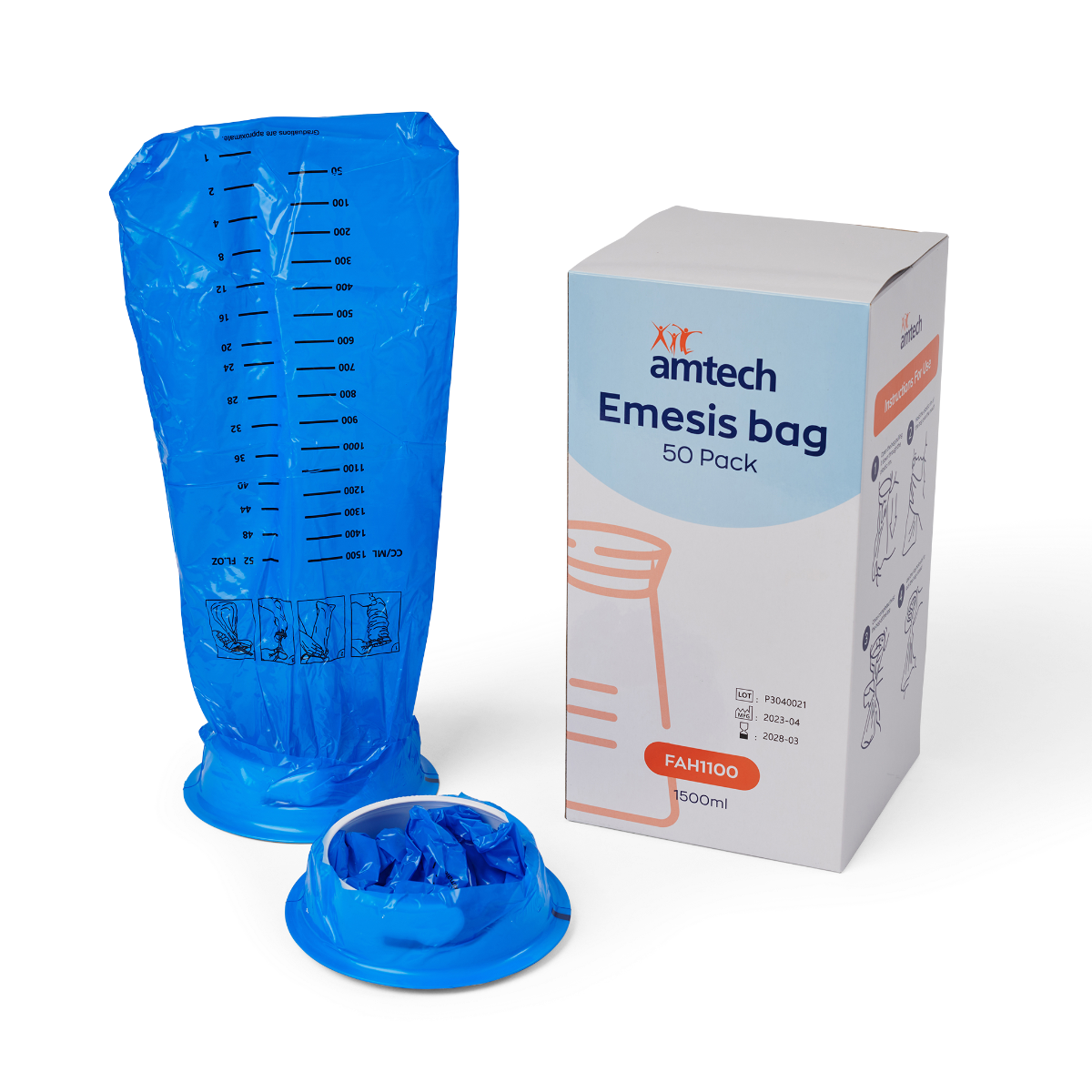 AMTECH VOMIT/EMESIS BAG 1500ML / PACK OF 50 photo