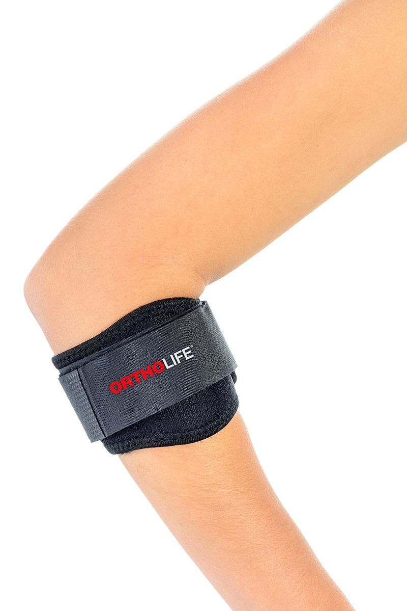 ORTHOLIFE PADDED TENNIS ELBOW BRACE WITH SILICONE PAD / BLACK / UNIVERSAL  (D) photo