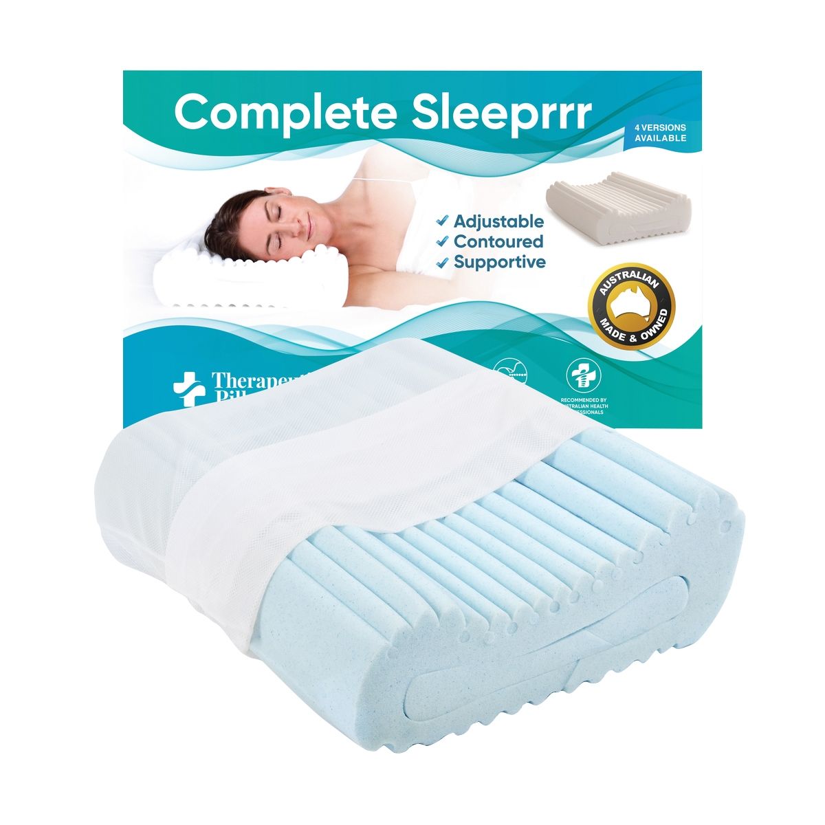 COMPLETE SLEEPRRR GEL INFUSED MEMORY FOAM PILLOW / BLUE photo