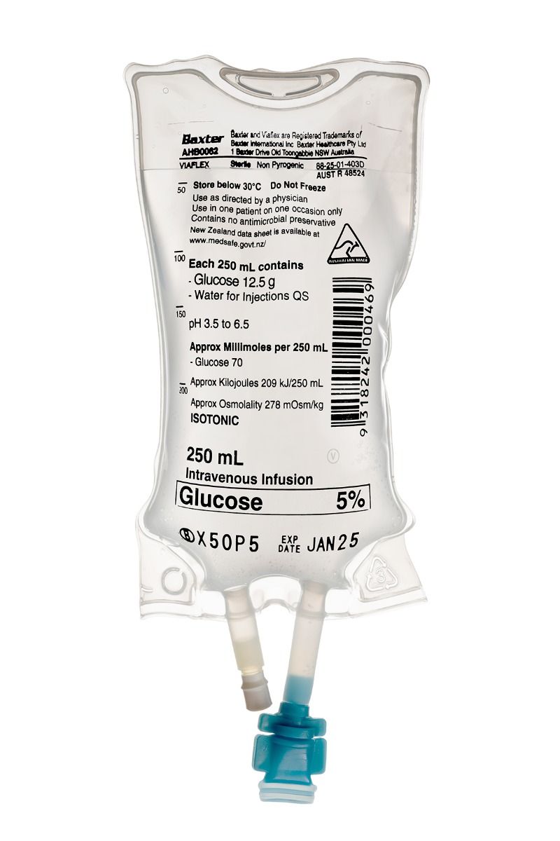 BAXTER VIAFLEX IV SOLUTIONS / 5% GLUCOSE / 250ML / EACH photo