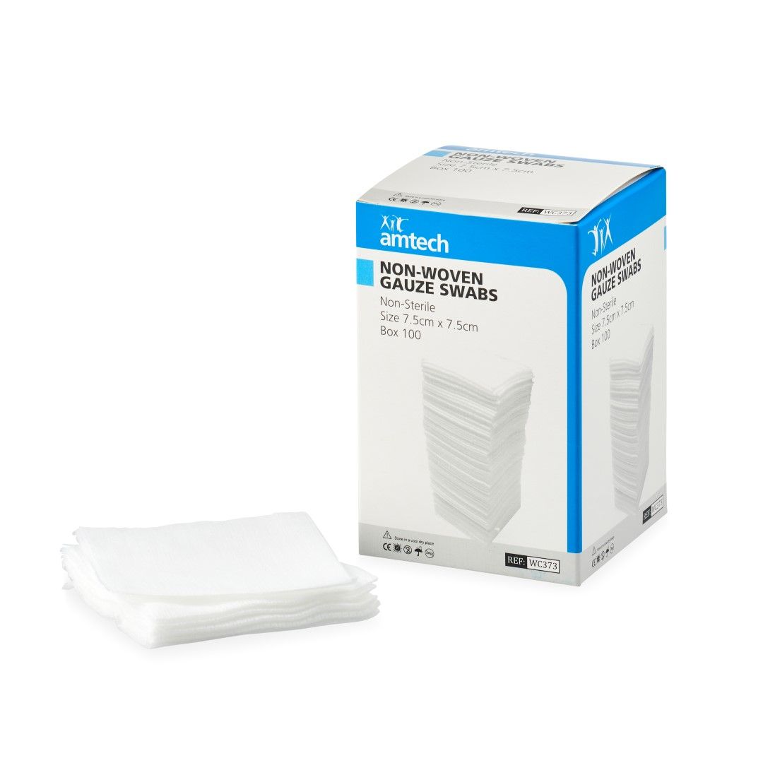 AMTECH NON WOVEN GAUZE SWABS / 4PLY NON STERILE / PACK OF 100 photo
