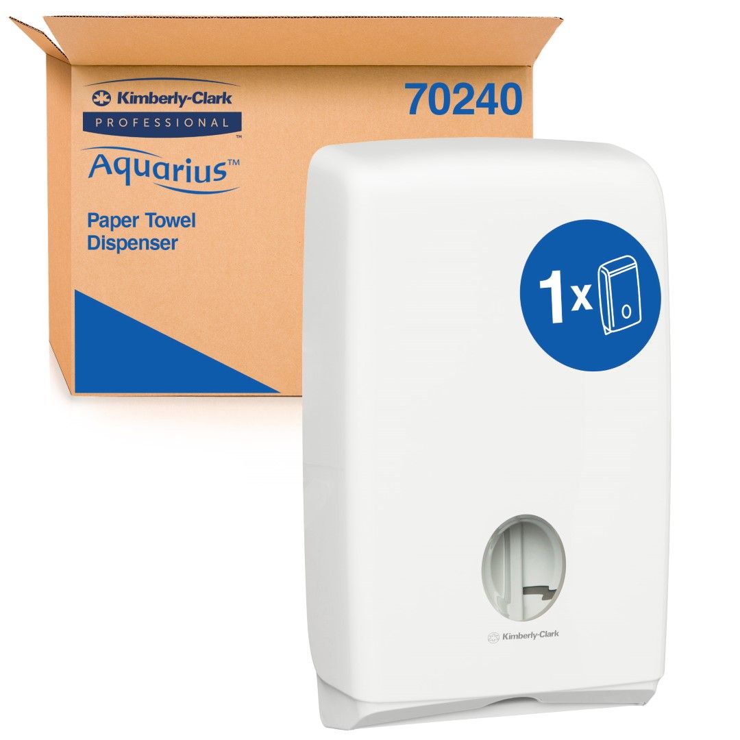 KIMBERLY-CLARK AQUARIUS COMPACT TOWEL DISPENSERS / WHITE / 38 H X 23.9 W X 8.1D CM photo