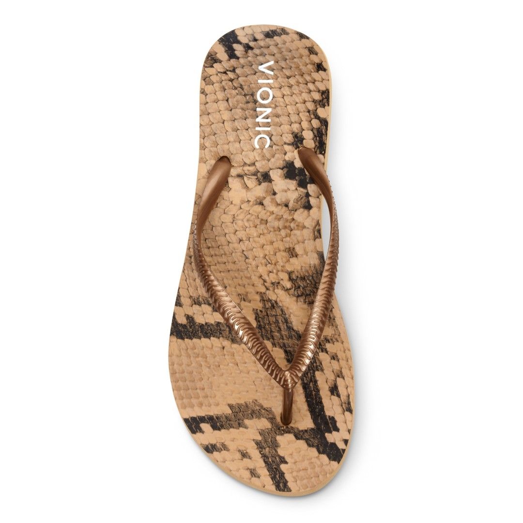 VIONIC WOMENS NOOSA PRINT TOE POST SANDAL - BRONZE SNAKE photo