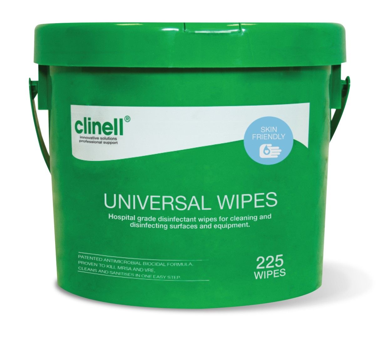 CLINELL UNIVERSAL SANITISING WIPES / BUCKET OF 225 / GREEN photo