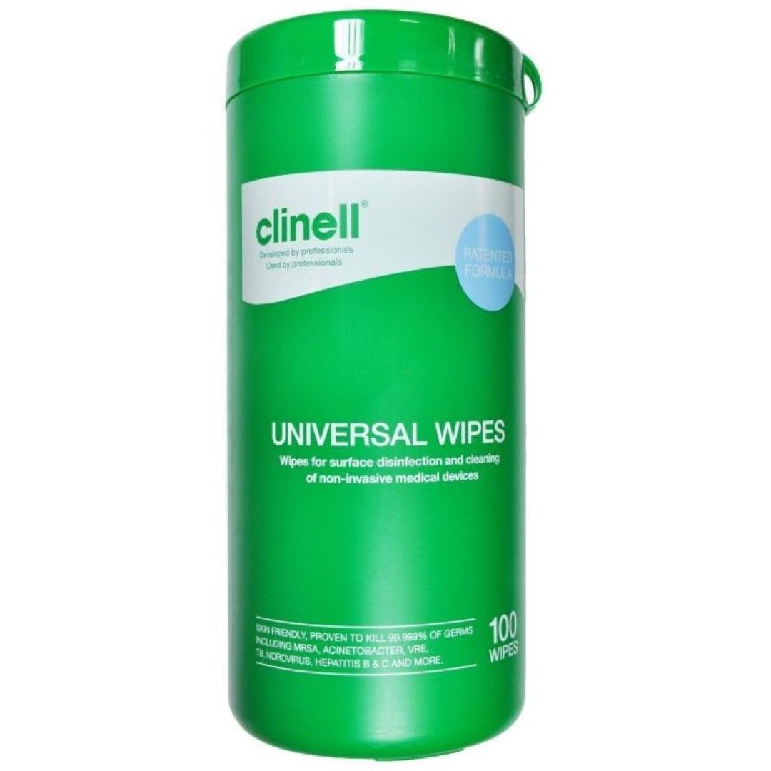 CLINELL UNIVERSAL SANITISING WIPES / TUB OF 100 / GREEN photo