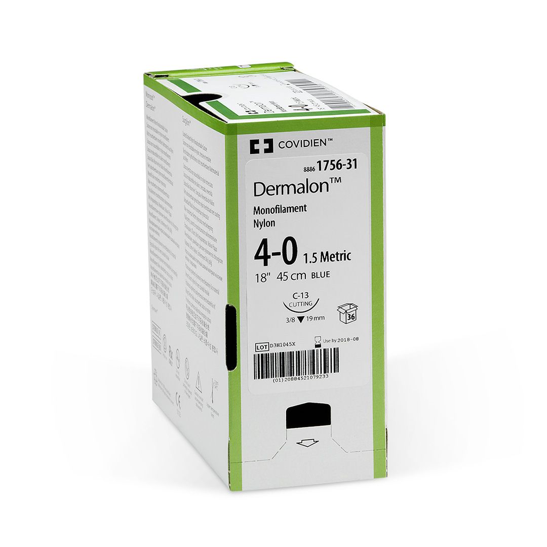 DERMALON SUTURES / 4-0 / 19MM / 45CM / RC / BOX OF 36 photo
