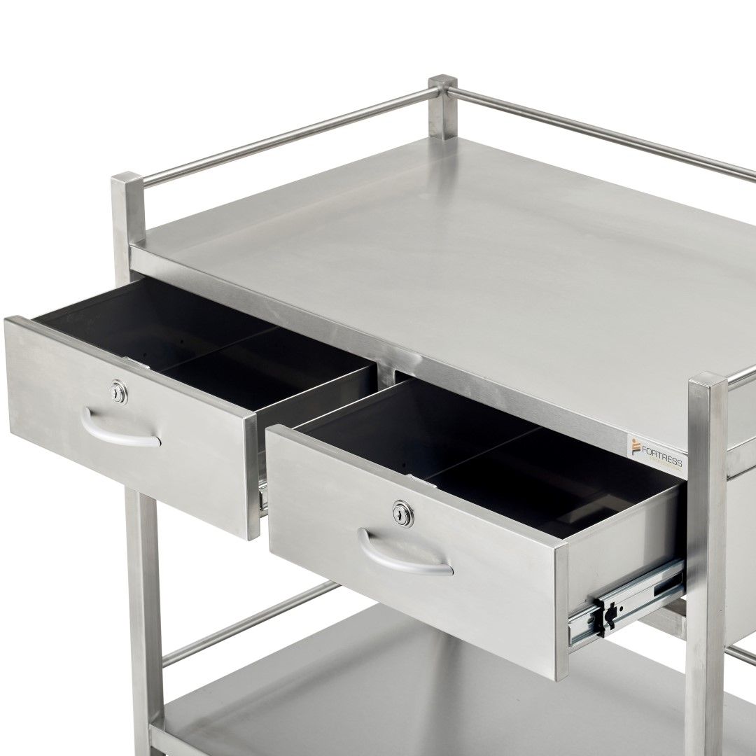 FORTRESS DOUBLE DRAWER SIDE BY SIDE TROLLEY / 800MM x 500MM x 900MM photo
