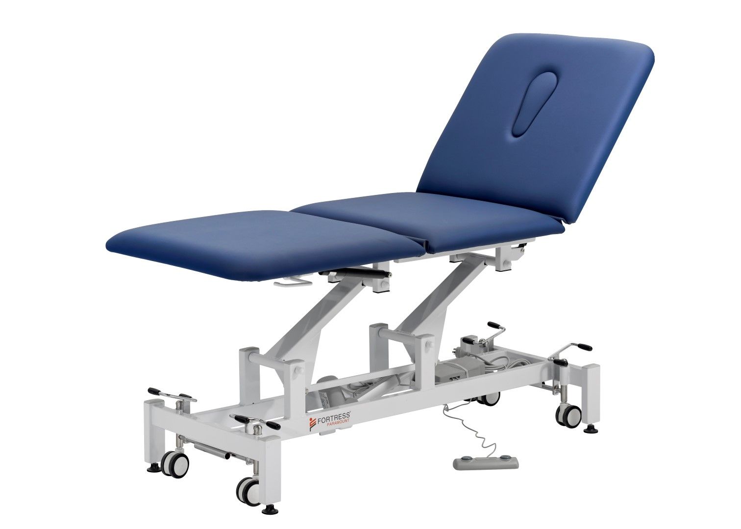 FORTRESS PARAMOUNT BARIATRIC 3-SECTION / NAVY UPHOLSTERY / WHITE FRAME / 75CM photo