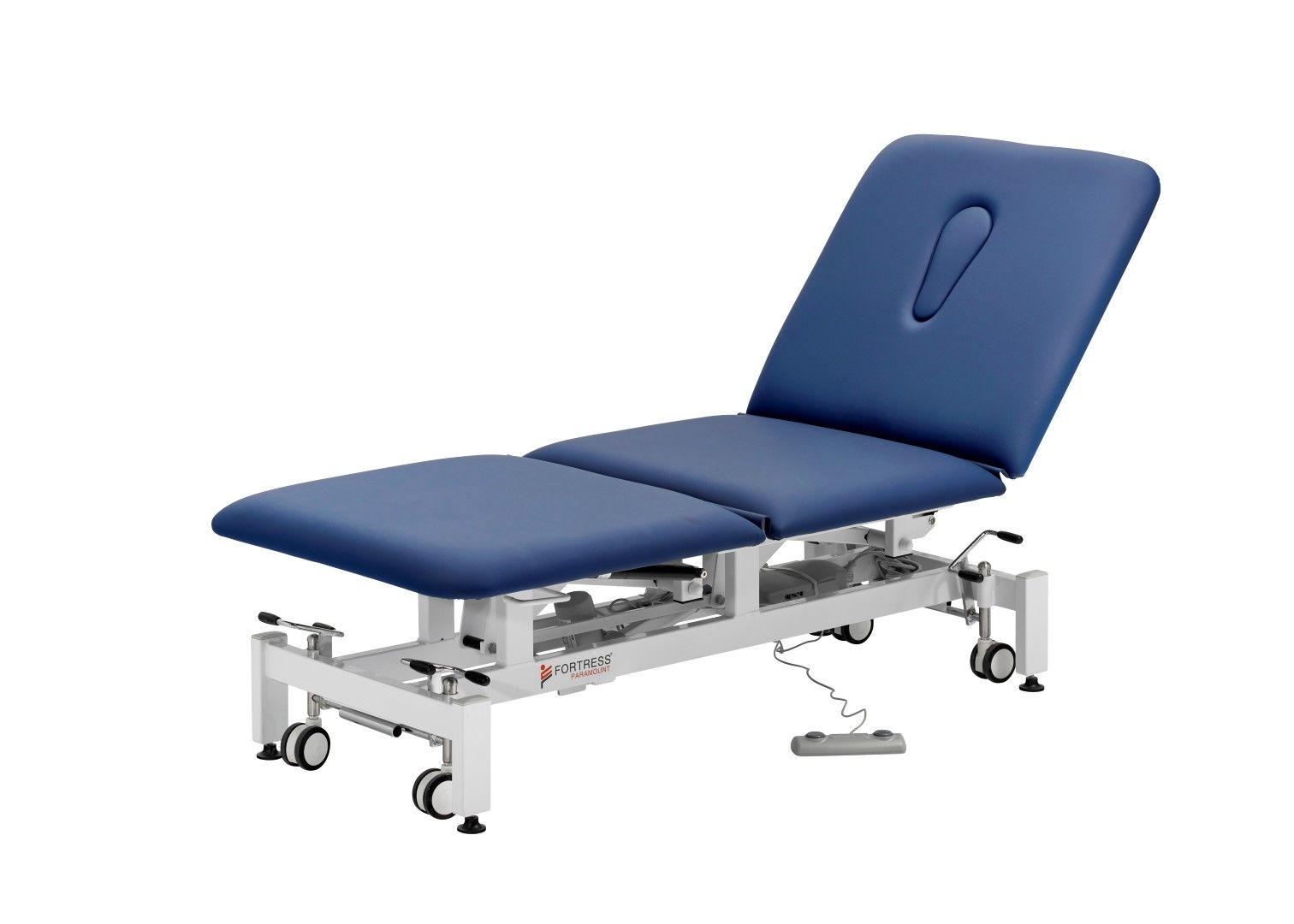 FORTRESS PARAMOUNT BARIATRIC 3-SECTION / NAVY UPHOLSTERY / WHITE FRAME / 75CM photo
