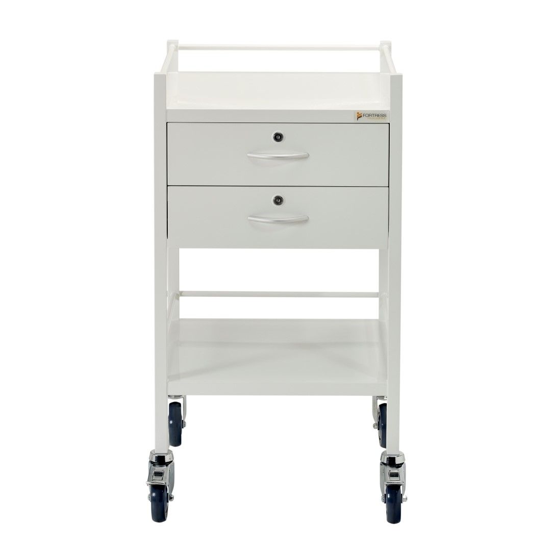 FORTRESS POWDER COATED SERIES INSTRUMENT TROLLEY / 2 DRAWER / 490X490X900MM photo