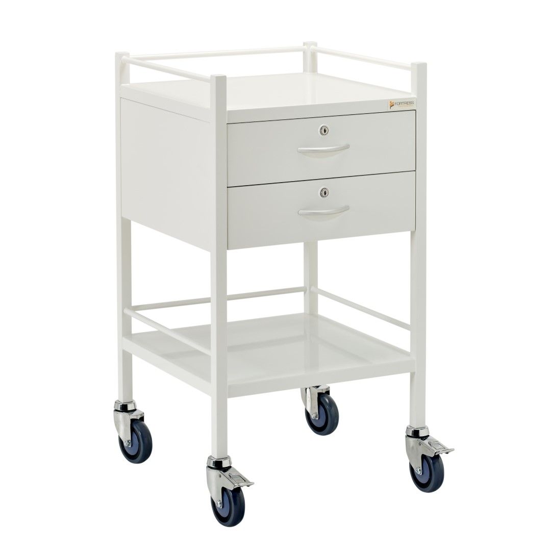 FORTRESS POWDER COATED SERIES INSTRUMENT TROLLEY / 2 DRAWER / 490X490X900MM photo