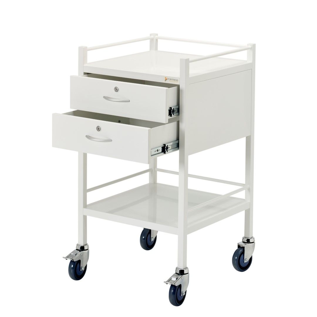 FORTRESS POWDER COATED SERIES INSTRUMENT TROLLEY / 2 DRAWER / 490X490X900MM photo