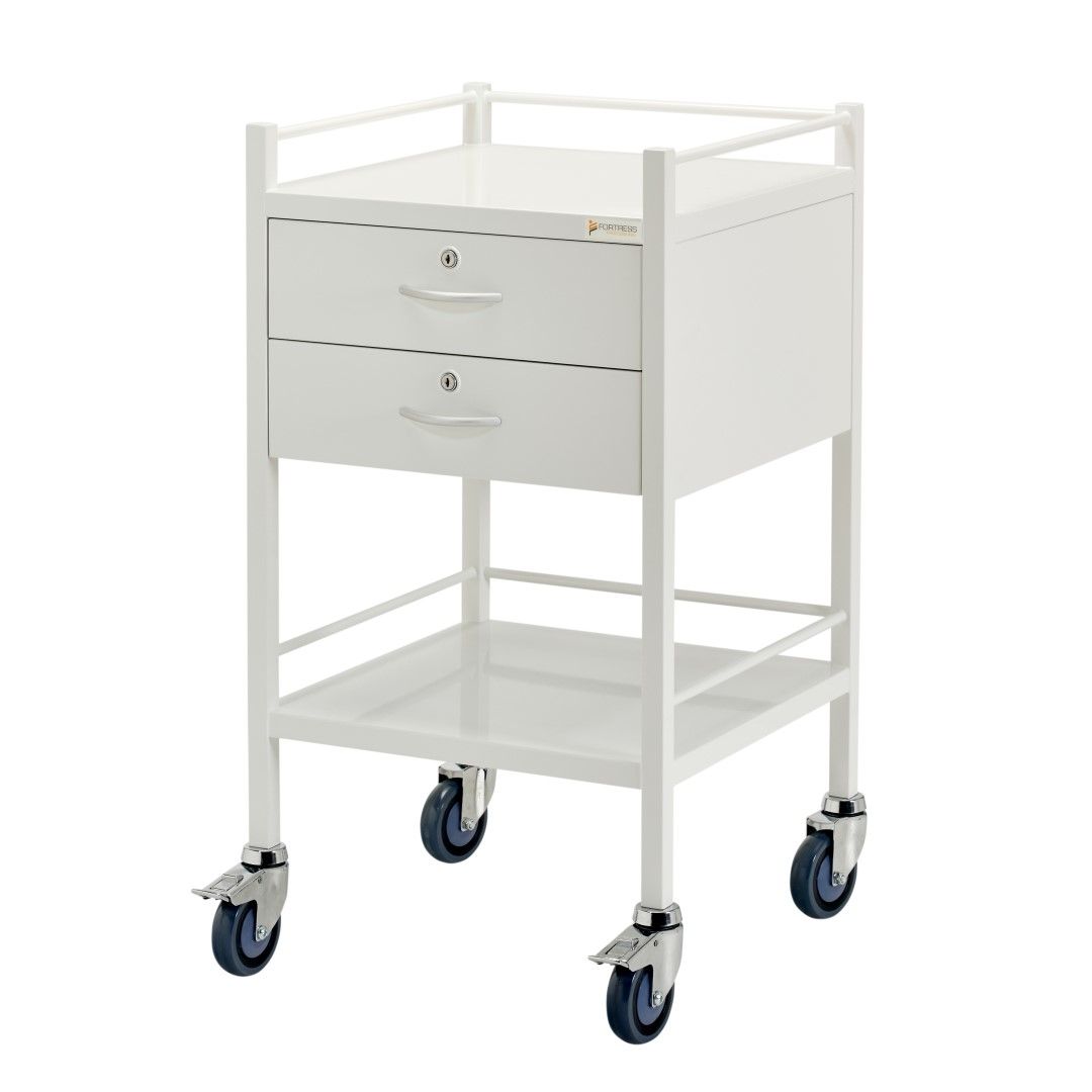 FORTRESS POWDER COATED SERIES INSTRUMENT TROLLEY / 2 DRAWER / 490X490X900MM photo