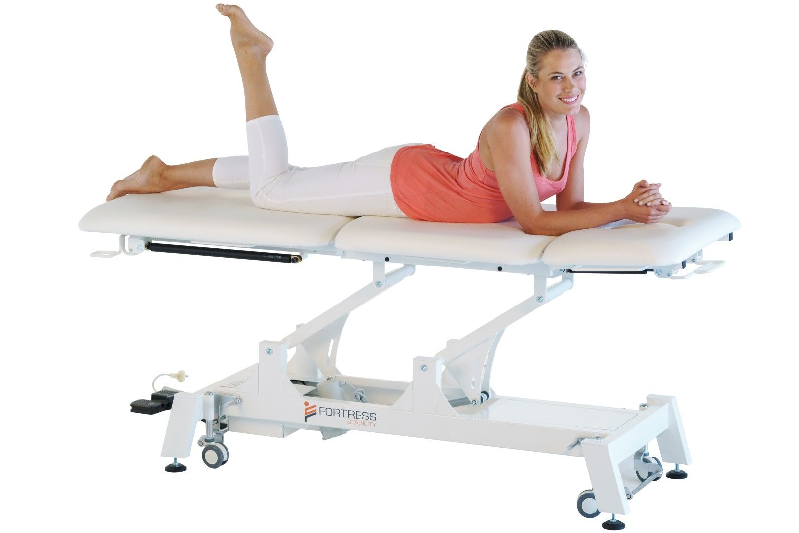 FORTRESS STABILITY 3-SECTION SHORTHEAD / WHITE FRAME / NAVY UPHOLSTERY / 360 DEGREE OPERATION-O photo
