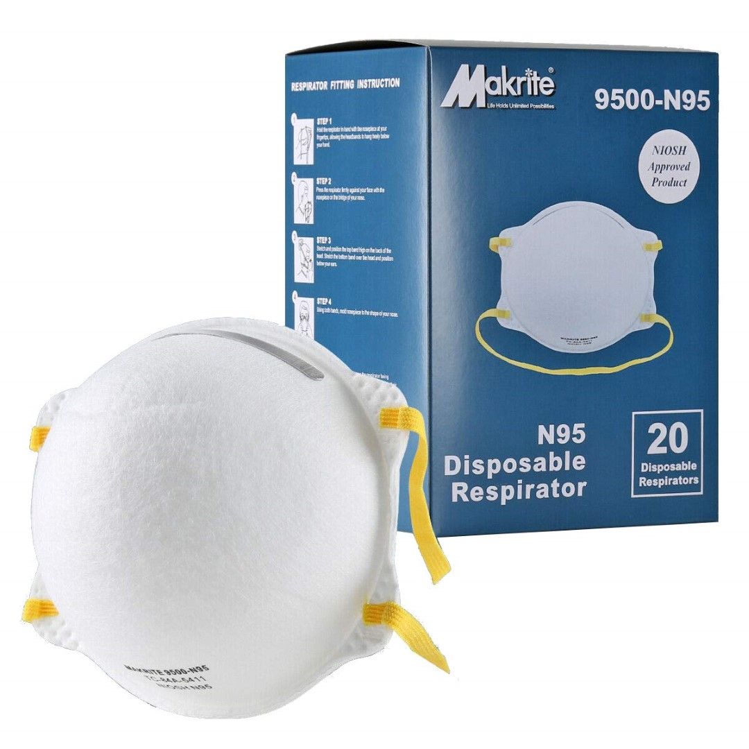 MAK-RITE GENUINE N95 CONE RESPIRATOR FACE MASK / BOX OF 20 photo
