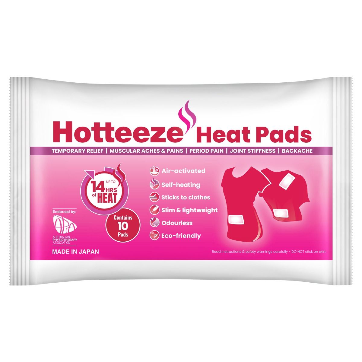 HOTTEEZE HEAT PADS / 13.2 x 10cm / PACK OF 10 photo