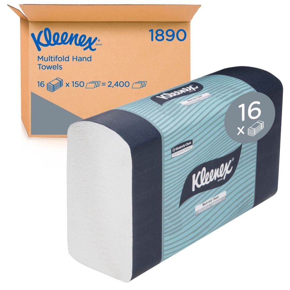 KLEENEX MULTIFOLD HAND TOWEL / WHITE  / 24CM X 23.3CM / BOX OF 16 photo