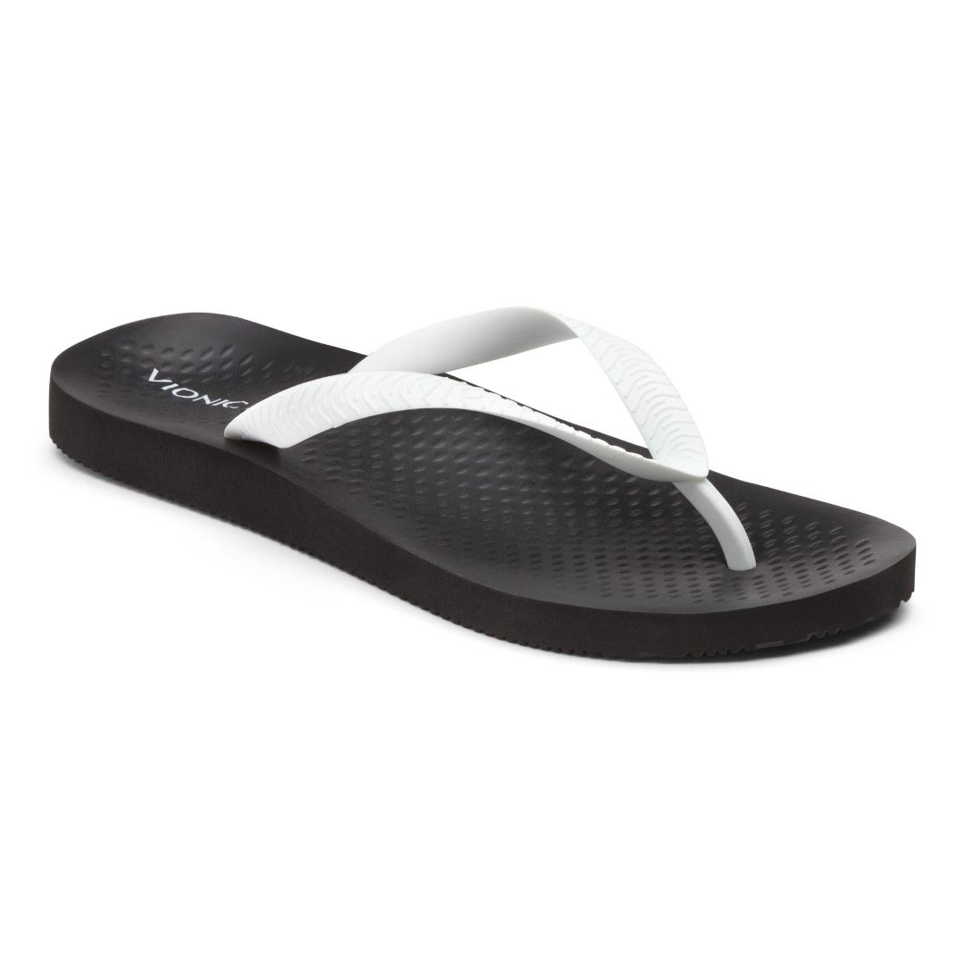 VIONIC MANLY TOE POST SANDAL - BLACK/WHITE photo