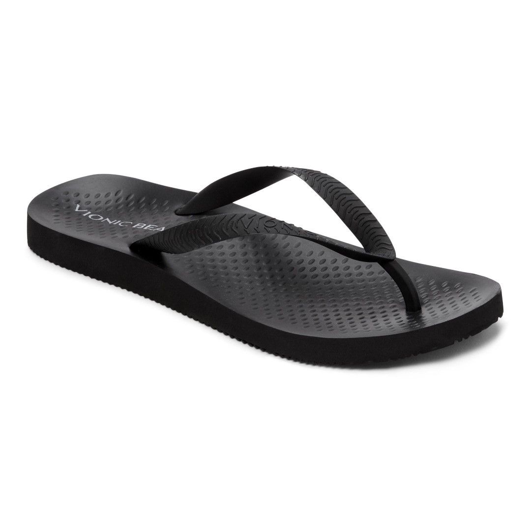 VIONIC MANLY TOE POST SANDAL - BLACK photo