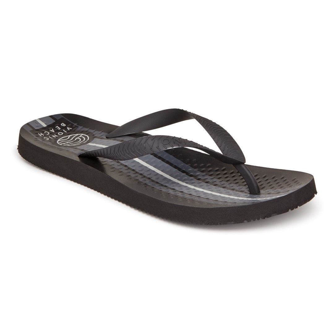 VIONIC MANLY PRINT TOE POST SANDAL - BLACK STRIPE photo