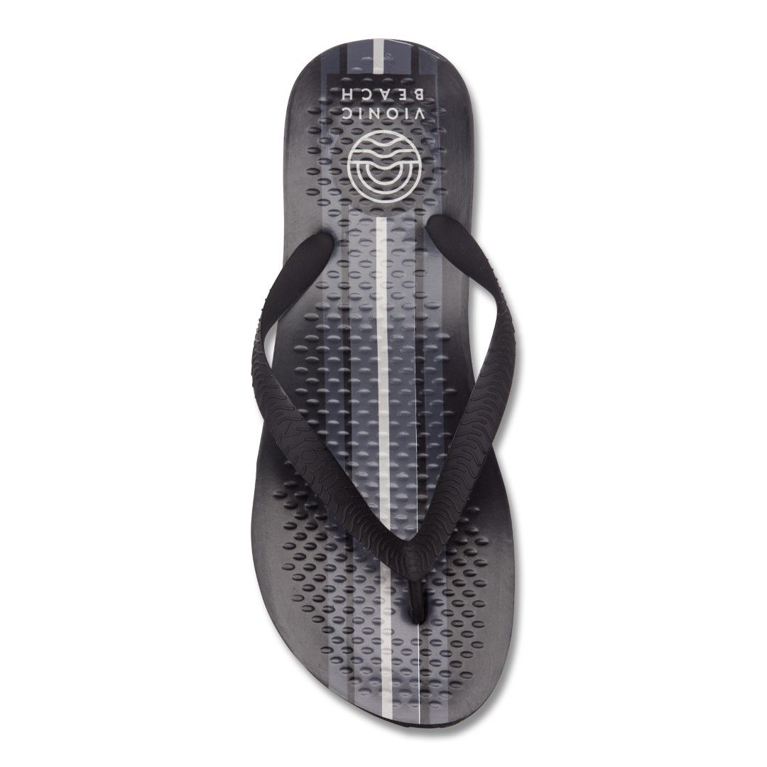 VIONIC MANLY PRINT TOE POST SANDAL - BLACK STRIPE photo
