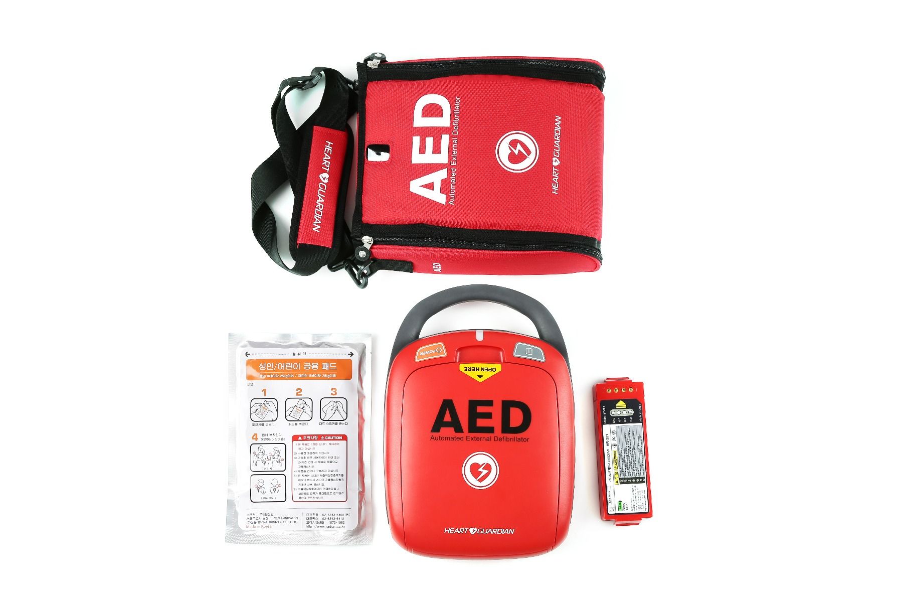 HEART GUARDIAN DEFIBRILLATOR HR-501 AED / COMPLETE KIT INCLUDING PADS & BATTERY photo