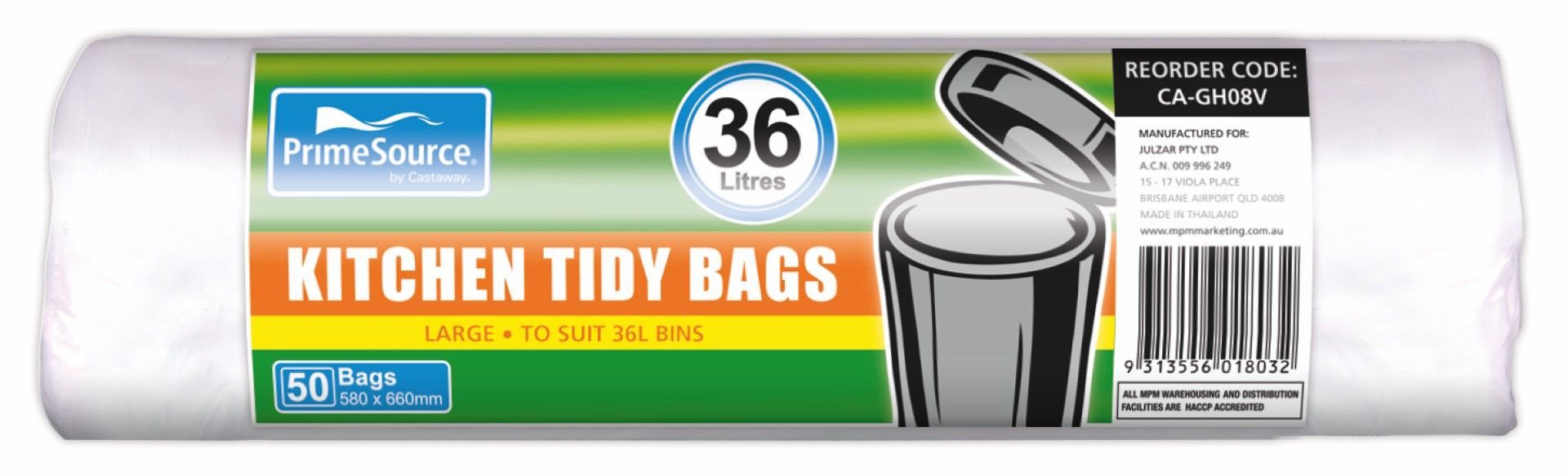 PRIMESOURCE KITCHEN TIDY BAGS / WHITE / ROLL OF 50 photo