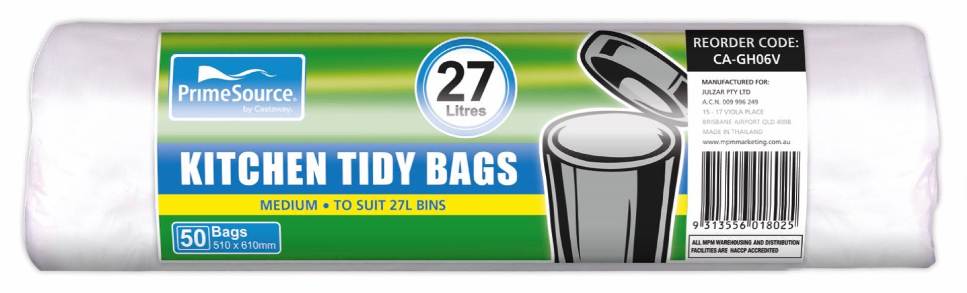 PRIMESOURCE KITCHEN TIDY BAGS / WHITE / ROLL OF 50 photo