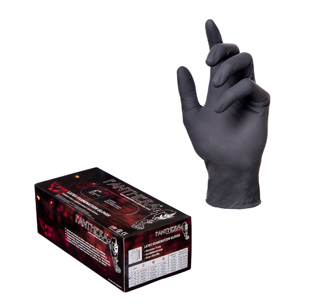 PANTHERA BLACK LATEX EXAMINATION GLOVES photo