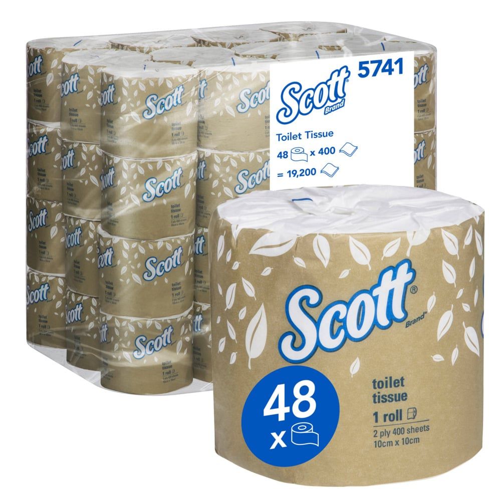 SCOTT TOILET TISSUE WHITE / 2 PLY 400 SHEET / BOX OF 48 photo