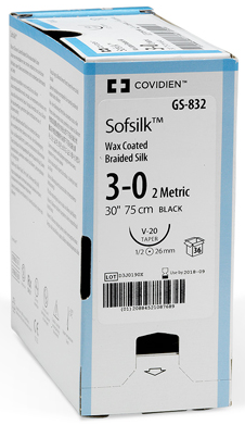 SOFSILK BLACK SUTURES / 5-0 / 19MM / 45CM / C-13 / BOX OF 36 photo