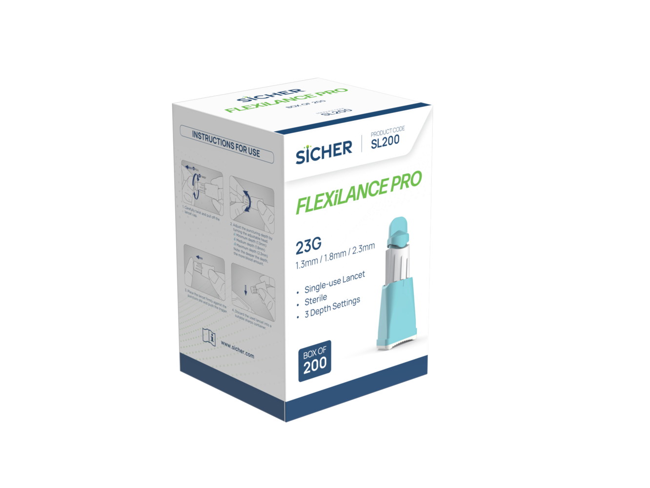 SICHER FLEXILANCE PRO LANCET 23G / BOX OF 200 photo