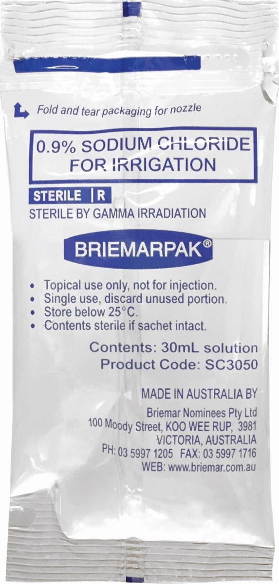 SODIUM CHLORIDE FOR IRRIGATION 0.9% / 30ML SACHET / BOX OF 75 photo