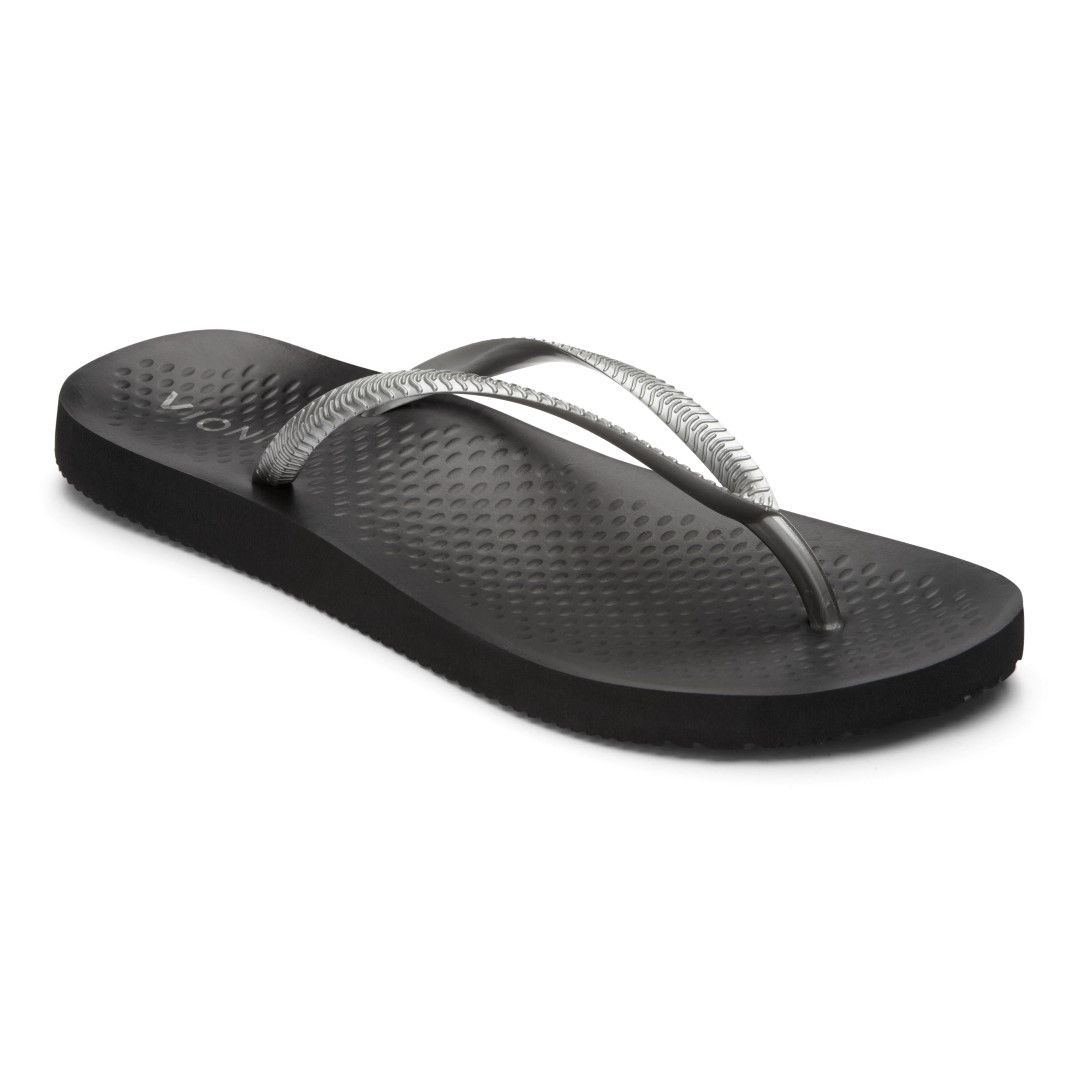 VIONIC NOOSA BEACH TOE POST SANDAL - BLACK / PEWTER photo