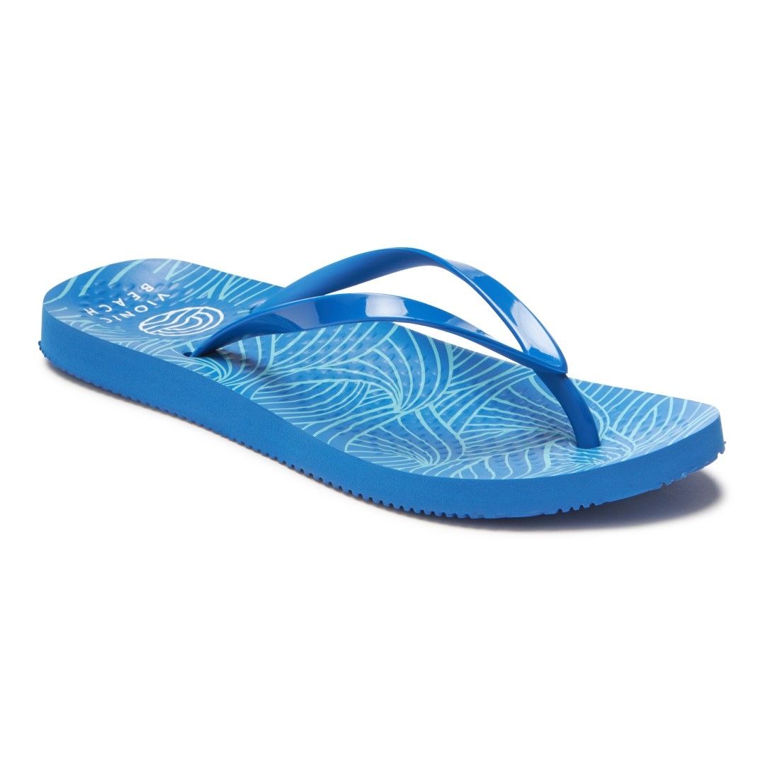 VIONIC WOMENS NOOSA PRINT TOE POST SANDAL - WAVE BLUE photo